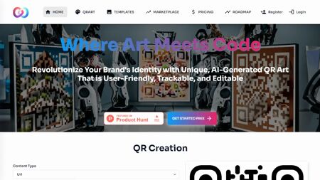 AIQrArt Website Screenshot