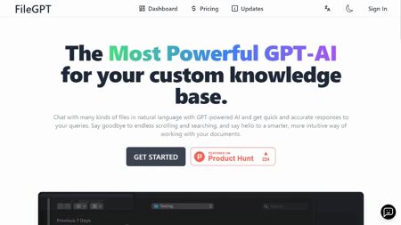 FileGPT Website Screenshot