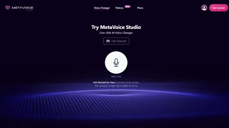 MetaVoice Studio Website Screenshot