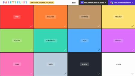 Palette List Website Screenshot