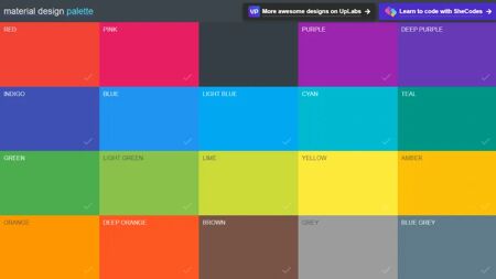 Material Design Palette Website Screenshot