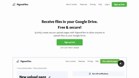 PigeonFiles Website Screenshot