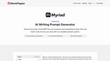 Myriad: AI Prompt Generator Website Screenshot