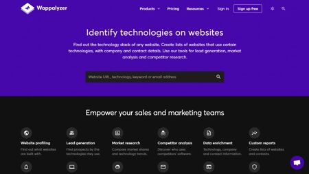 Wappalyzer Website Screenshot