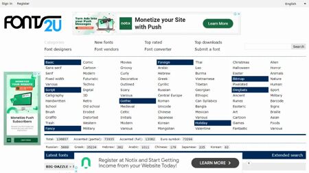Fonts2u Website Screenshot