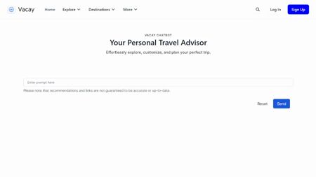 Vacay Chatbot Website Screenshot