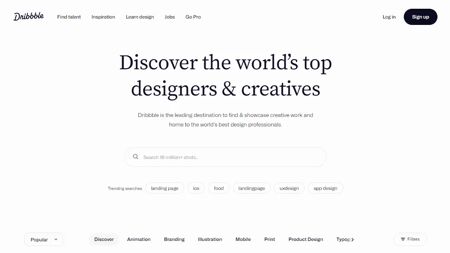 Dribbble Website Screenshot