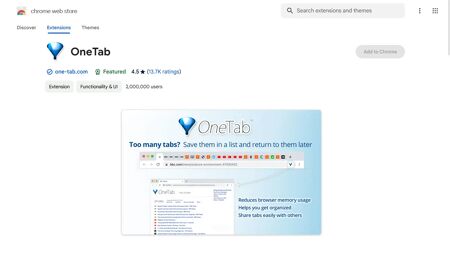 OneTab Website Screenshot