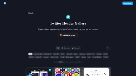 Twitter Headers Gallery Website Screenshot