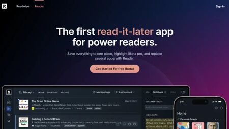 Readwise Reader Website Screenshot