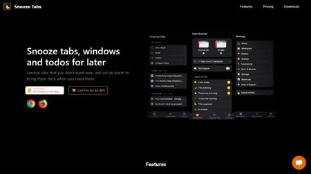 Snooze Tabs Website Screenshot