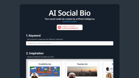 AI Social Bio Website Screenshot