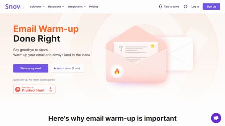 Email Warm-Up by Snov.io Website Screenshot