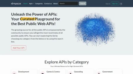 APIsList Website Screenshot