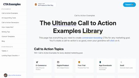 Call to Action Examples Website Screenshot