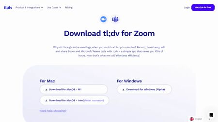 tl;dv for Zoom Website Screenshot