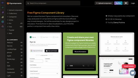 Figma Component Library Website Screenshot