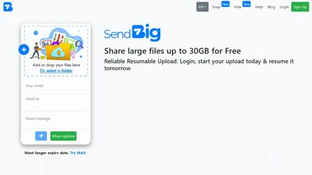 SendBig Website Screenshot