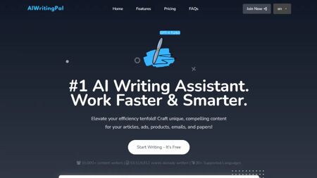 AIWritingPal Website Screenshot