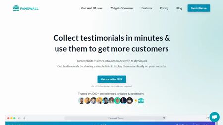 Famewall Website Screenshot