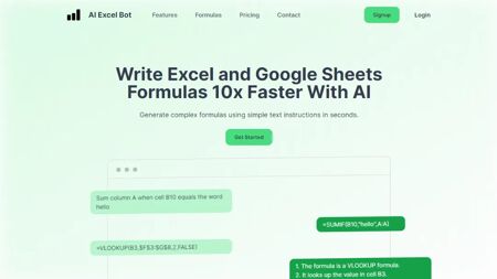 AIExcelBot Website Screenshot