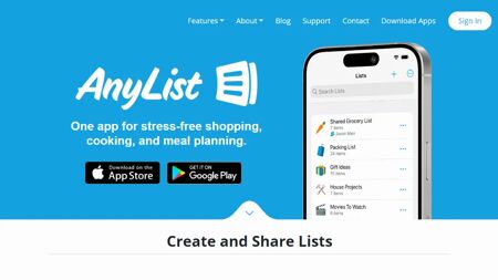 AnyList Website Screenshot