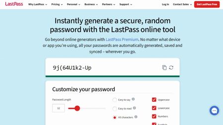 Password generator - LastPass Website Screenshot