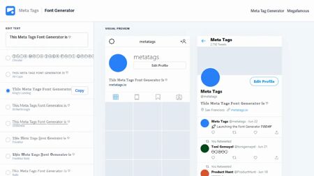 Meta Tags Font Generator Website Screenshot