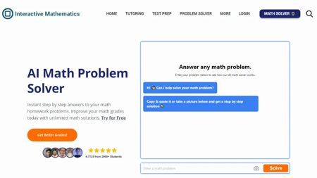 AI Math Problem Solver Website Screenshot