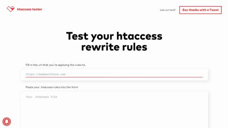 htaccess tester - madewithlove Website Screenshot