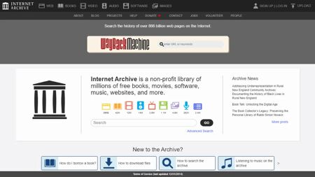 Internet Archive Website Screenshot