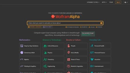 Wolfram|Alpha Website Screenshot