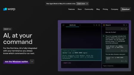 Warp AI Website Screenshot