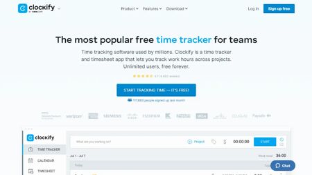 Clockify Website Screenshot