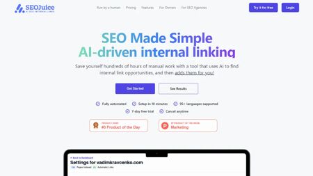 SEOJuice Website Screenshot