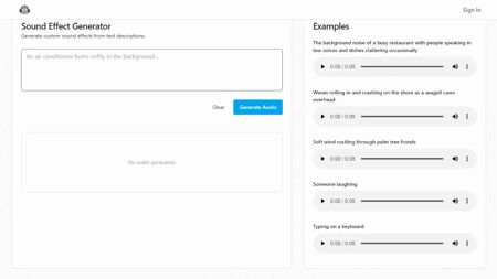 Sound Effect Generator Website Screenshot