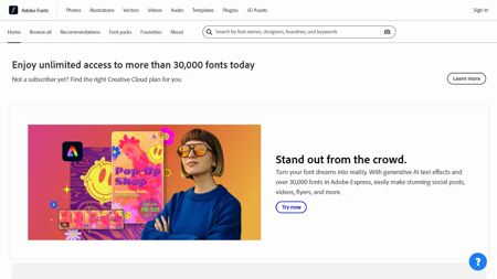 Adobe Fonts Website Screenshot