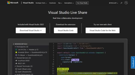 Visual Studio Live Share Website Screenshot