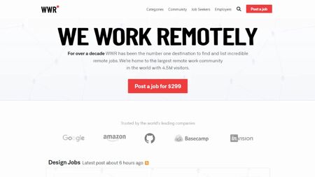 We Work Remotely Website Screenshot