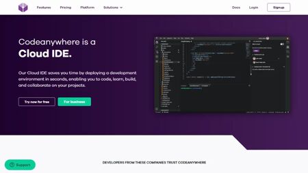 Codeanywhere Website Screenshot