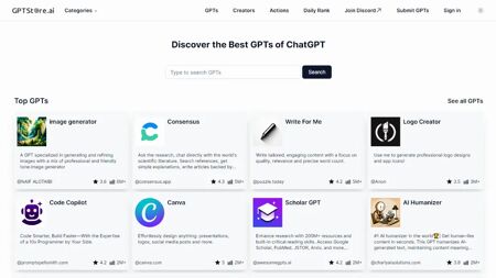 GPTStore.AI Website Screenshot