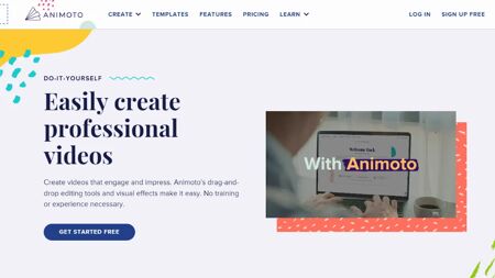 Animoto Website Screenshot