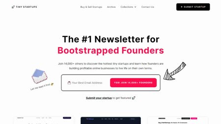 Tiny Startups Website Screenshot