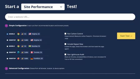 WebPageTest.org Website Screenshot