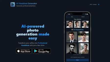 AI Headshot Generator Website Screenshot