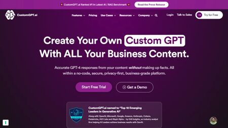 CustomGPT.ai Website Screenshot