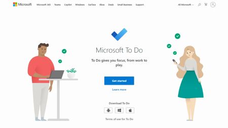 Microsoft To Do Website Screenshot