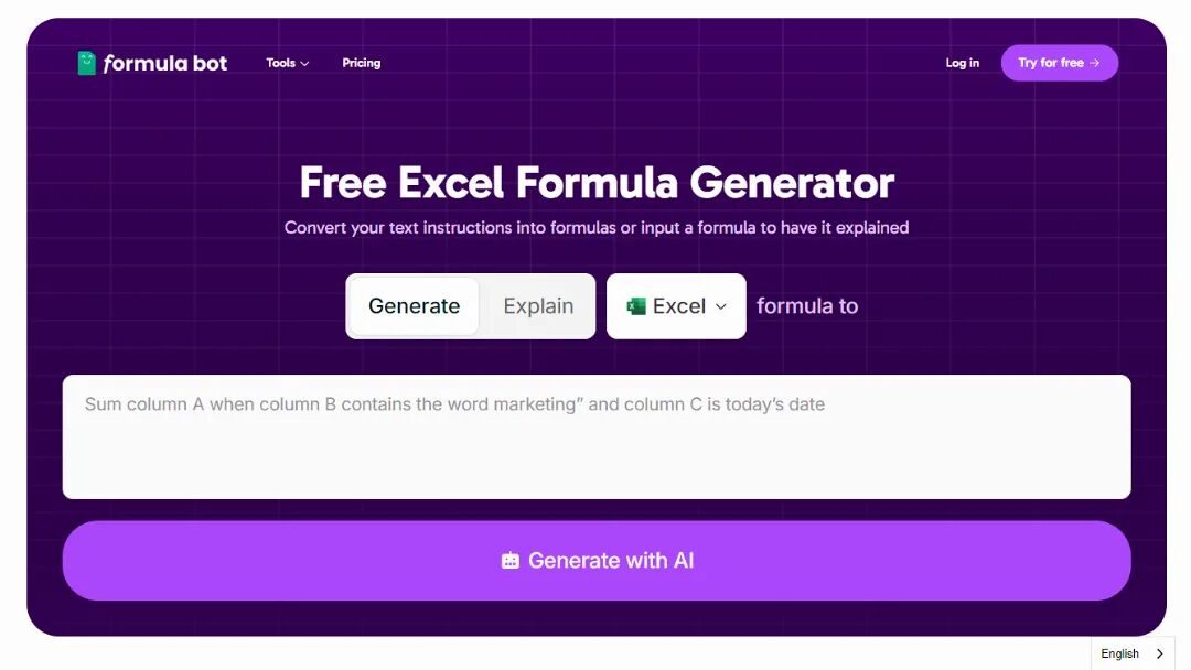 Excel Formula Bot Screenshot