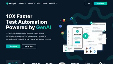 Testsigma Website Screenshot