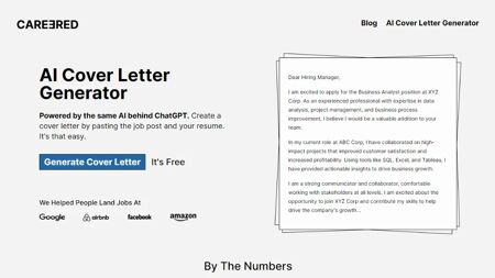 Careered AI Cover Letter Generator Website Screenshot